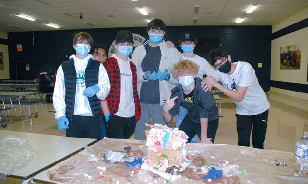 Gingerbread house built by a committee